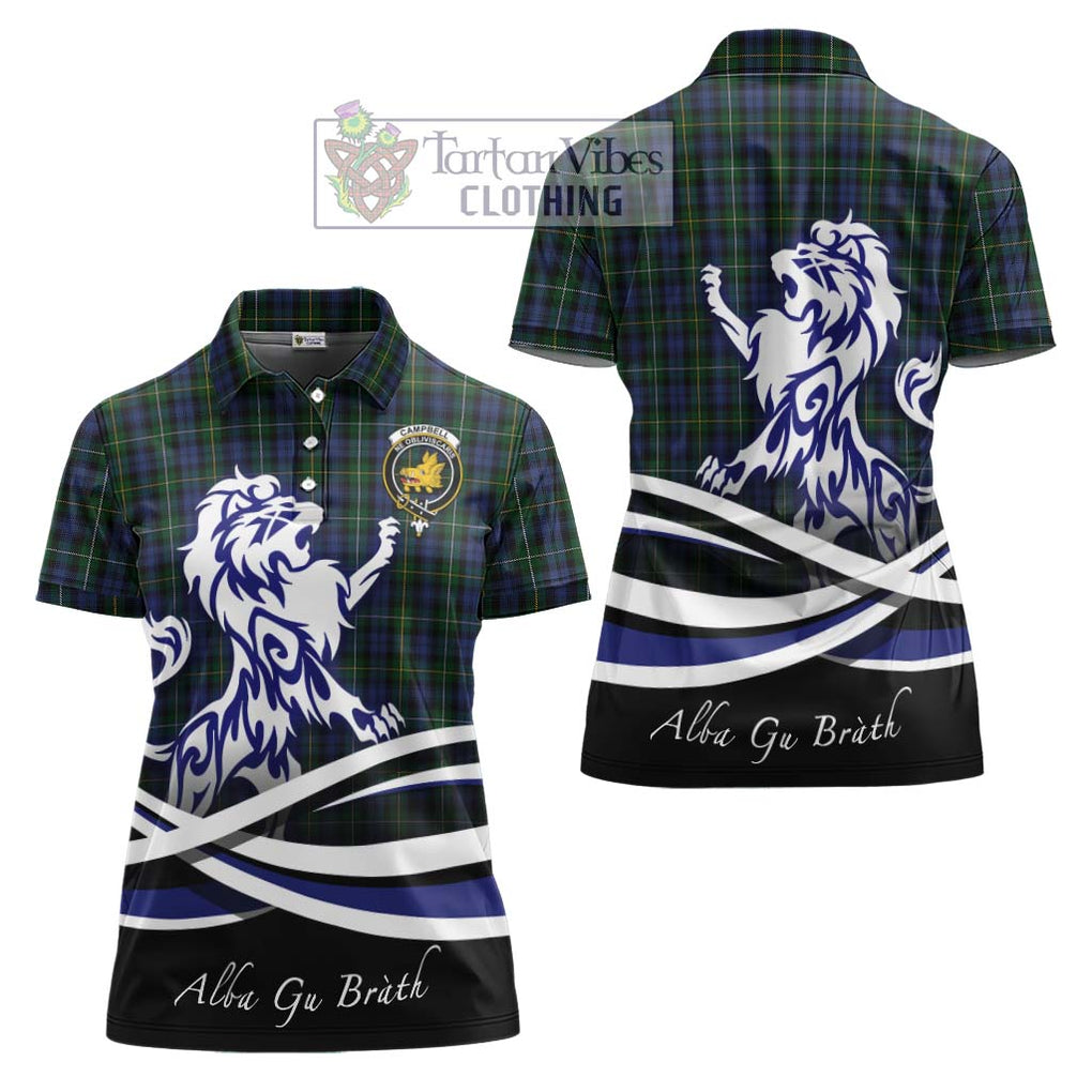 Campbell of Argyll 01 Tartan Women's Polo Shirt with Alba Gu Brath Regal Lion Emblem Women - Tartanvibesclothing Shop