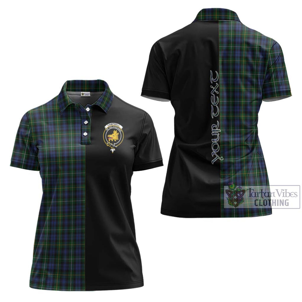 Campbell of Argyll 01 Tartan Women's Polo Shirt with Family Crest and Half Of Me Style Women - Tartanvibesclothing Shop