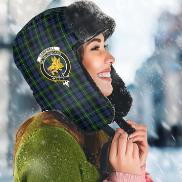 Campbell of Argyll #01 Tartan Winter Trapper Hat with Family Crest