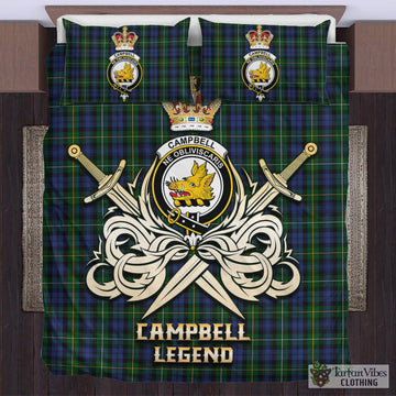 Campbell of Argyll #01 Tartan Bedding Set with Clan Crest and the Golden Sword of Courageous Legacy