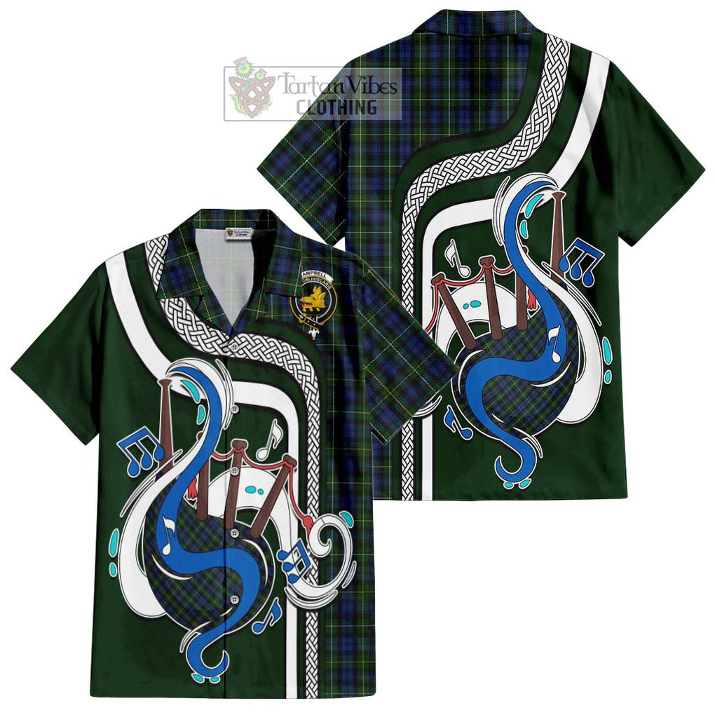 Campbell of Argyll 01 Tartan Short Sleeve Button Shirt with Epic Bagpipe Style Kid - Tartanvibesclothing Shop