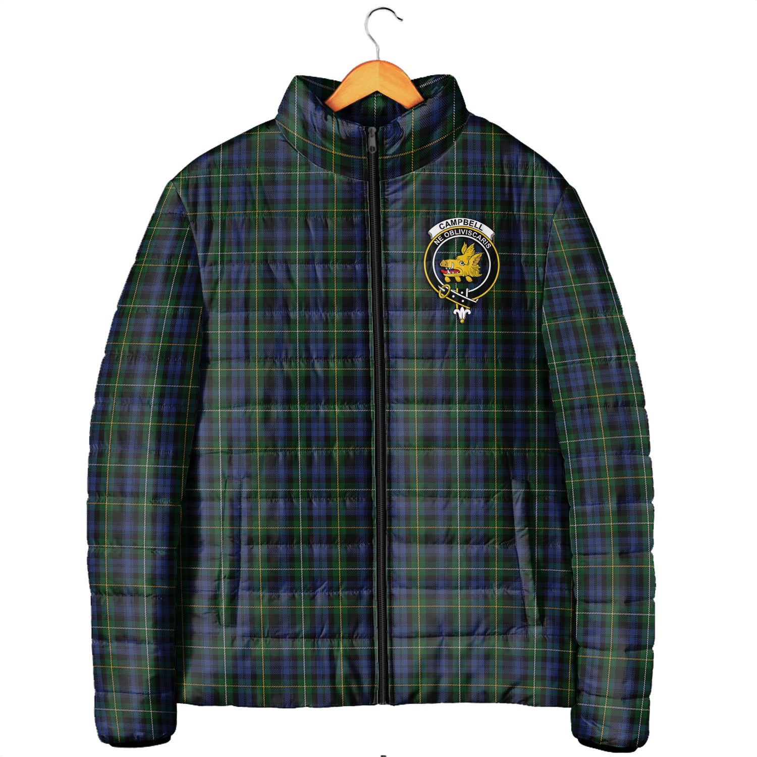 Campbell of Argyll #01 Tartan Padded Jacket with Family Crest - Tartanvibesclothing