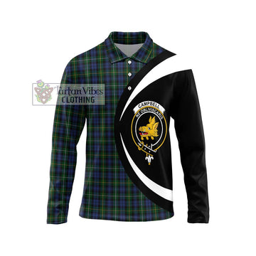 Campbell of Argyll 01 Tartan Long Sleeve Polo Shirt with Family Crest Circle Style