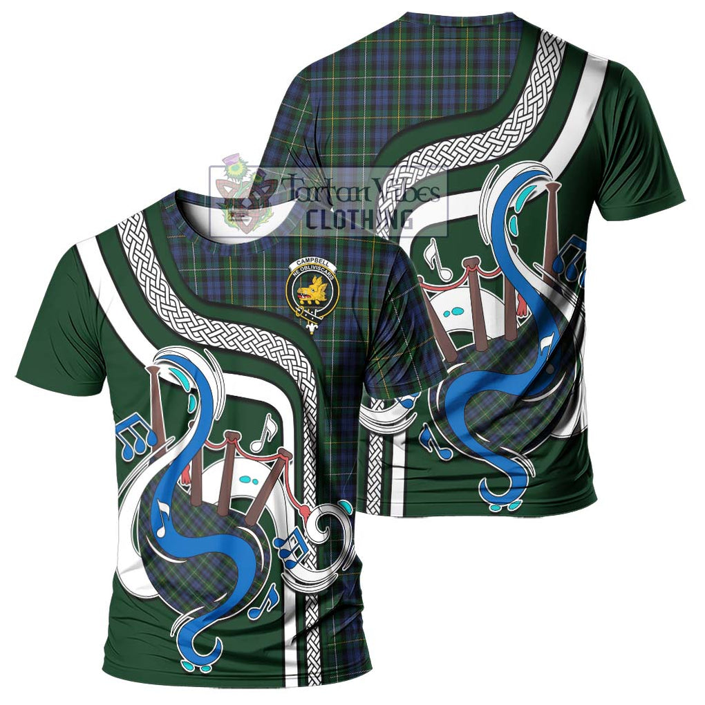 Campbell of Argyll 01 Tartan T-Shirt with Epic Bagpipe Style - Tartanvibesclothing Shop