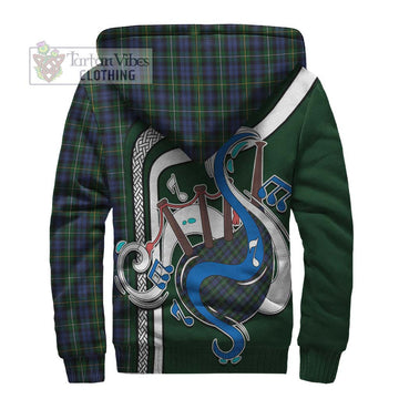 Campbell of Argyll 01 Tartan Sherpa Hoodie with Epic Bagpipe Style