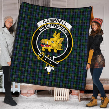 Campbell of Argyll #01 Tartan Quilt with Family Crest