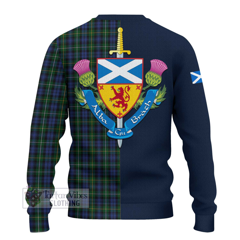 Tartan Vibes Clothing Campbell of Argyll 01 Tartan Knitted Sweater with Scottish Lion Royal Arm Half Style