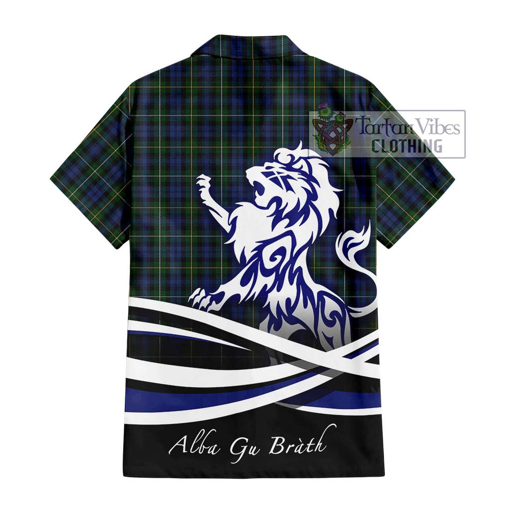 Campbell of Argyll 01 Tartan Short Sleeve Button Shirt with Alba Gu Brath Regal Lion Emblem - Tartanvibesclothing Shop