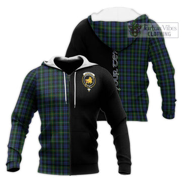 Campbell of Argyll 01 Tartan Knitted Hoodie with Family Crest and Half Of Me Style