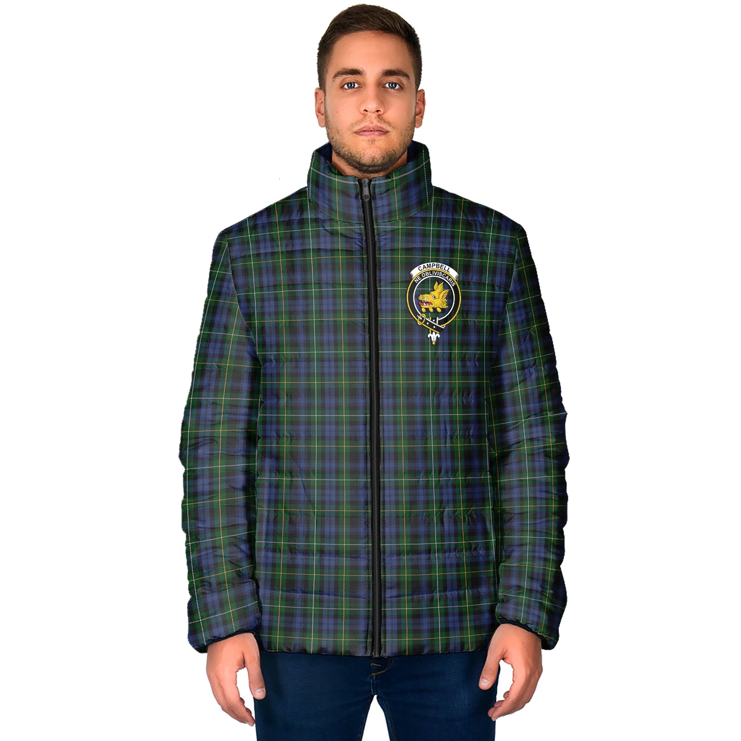 Campbell of Argyll #01 Tartan Padded Jacket with Family Crest - Tartanvibesclothing