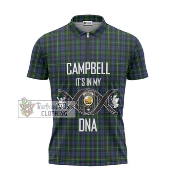 Campbell of Argyll 01 Tartan Zipper Polo Shirt with Family Crest DNA In Me Style