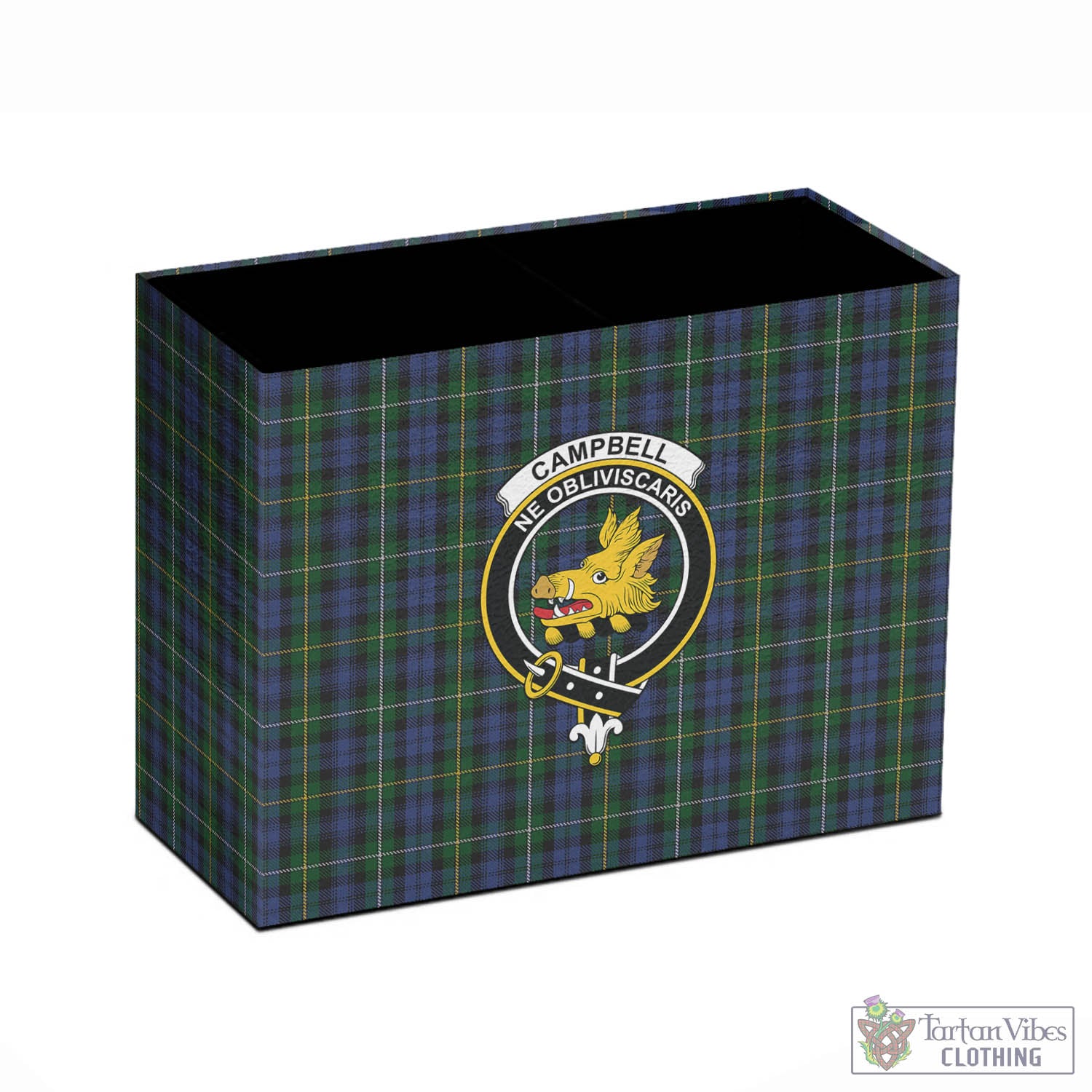 Tartan Vibes Clothing Campbell of Argyll #01 Tartan Pen Holder with Family Crest