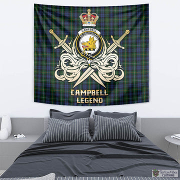 Campbell of Argyll #01 Tartan Tapestry with Clan Crest and the Golden Sword of Courageous Legacy