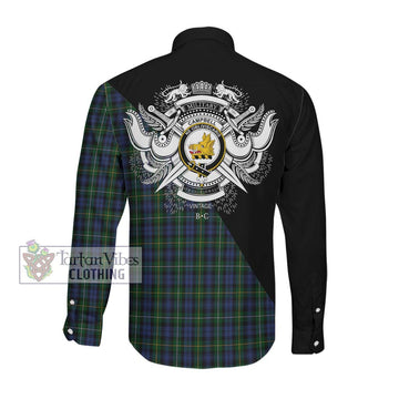 Campbell of Argyll 01 Tartan Long Sleeve Button Shirt with Family Crest and Military Logo Style