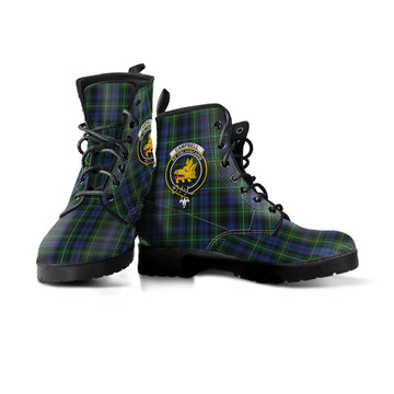 Campbell of Argyll #01 Tartan Leather Boots with Family Crest