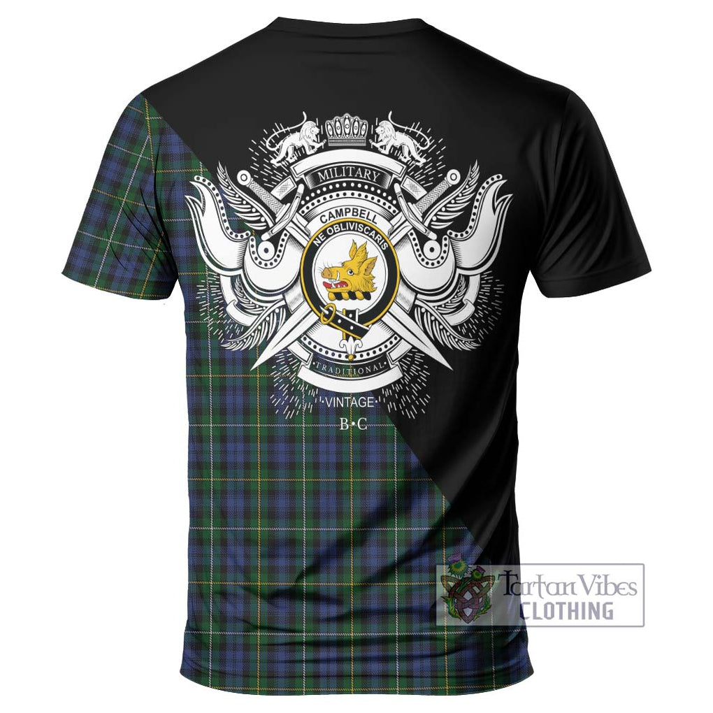 Campbell of Argyll 01 Tartan T-Shirt with Family Crest and Military Logo Style - Tartanvibesclothing Shop