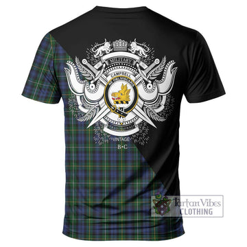 Campbell of Argyll 01 Tartan T-Shirt with Family Crest and Military Logo Style