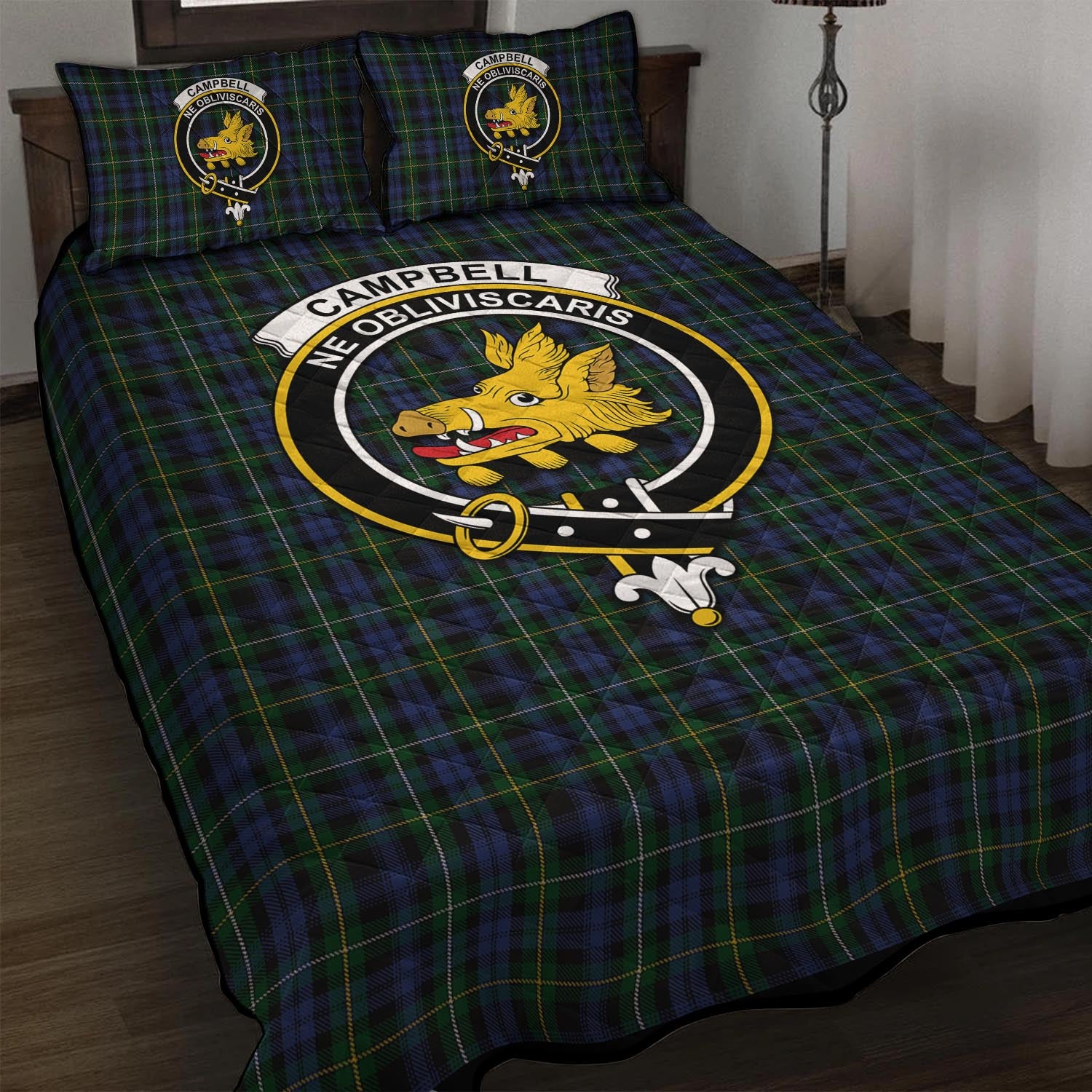 Campbell of Argyll #01 Tartan Quilt Bed Set with Family Crest