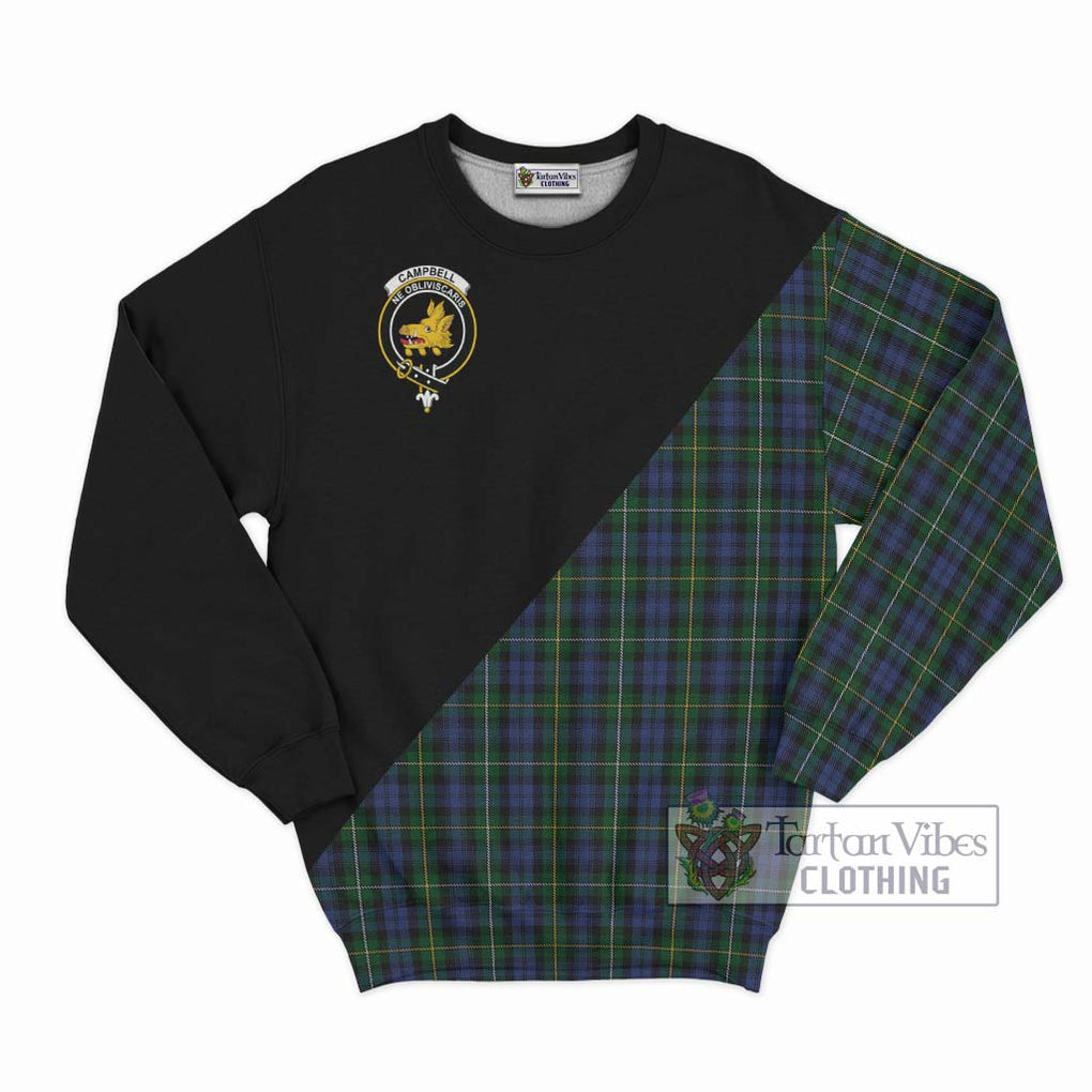 Campbell of Argyll 01 Tartan Sweatshirt with Family Crest and Military Logo Style - Tartanvibesclothing Shop