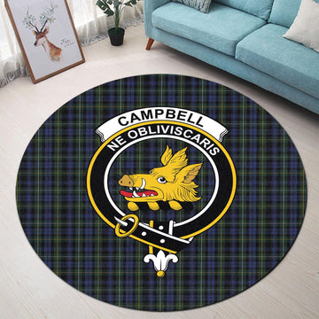 Campbell of Argyll #01 Tartan Round Rug with Family Crest