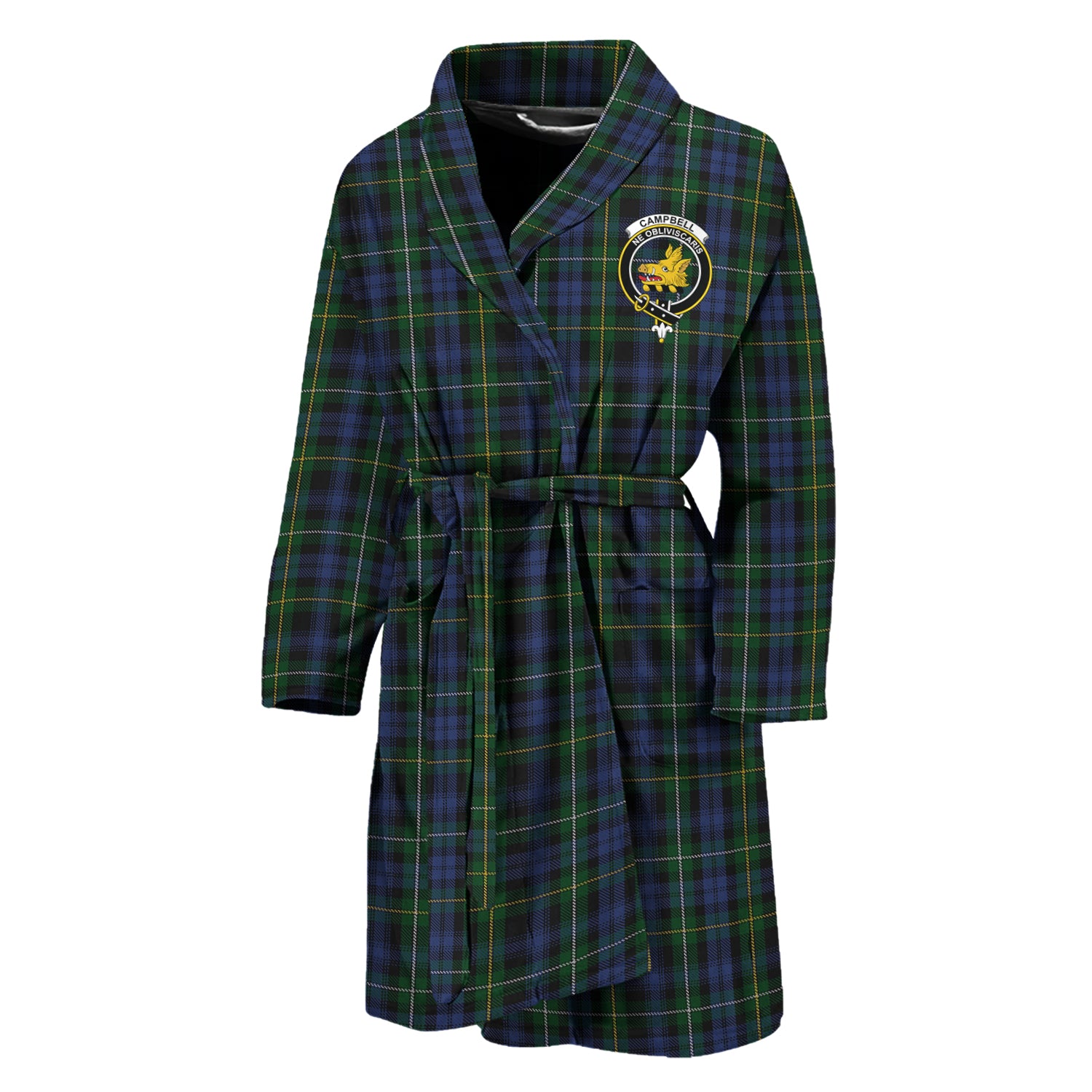 Campbell of Argyll #01 Tartan Bathrobe with Family Crest Unisex M - Tartan Vibes Clothing