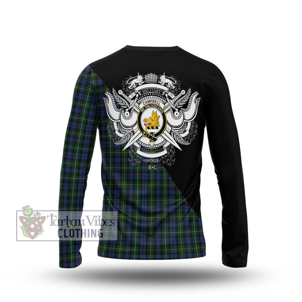 Campbell of Argyll 01 Tartan Long Sleeve T-Shirt with Family Crest and Military Logo Style - Tartanvibesclothing Shop