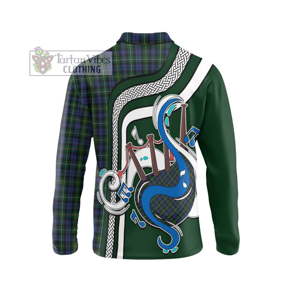 Tartan Vibes Clothing Campbell of Argyll 01 Tartan Long Sleeve Polo Shirt with Epic Bagpipe Style