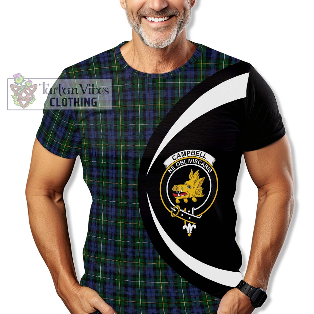 Tartan Vibes Clothing Campbell of Argyll 01 Tartan T-Shirt with Family Crest Circle Style