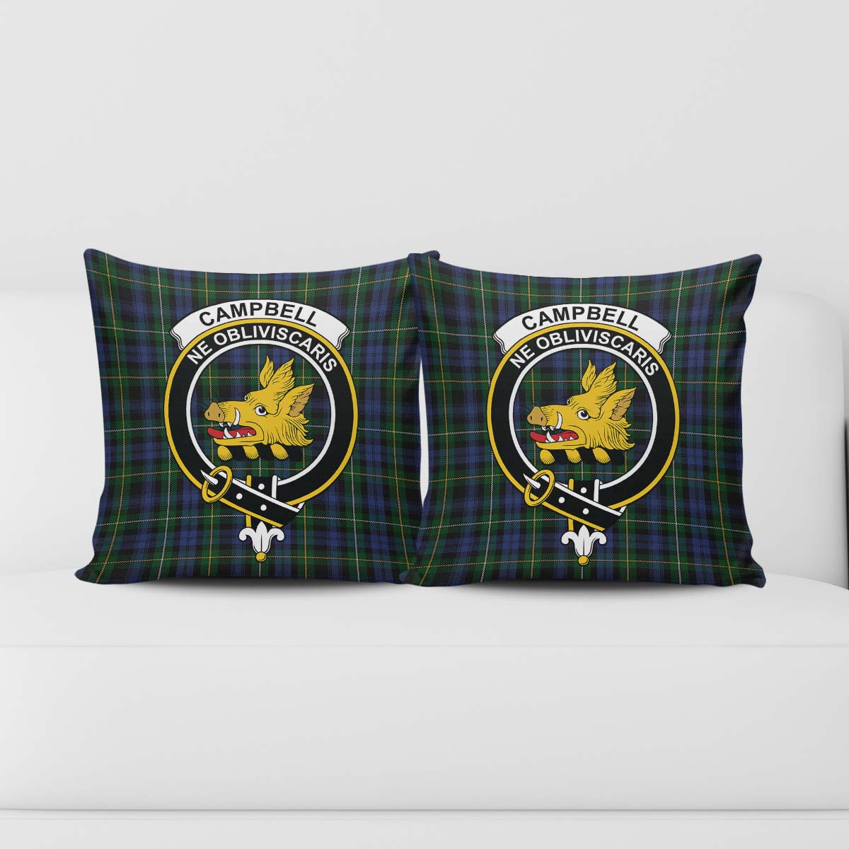 Campbell of Argyll #01 Tartan Pillow Cover with Family Crest - Tartanvibesclothing Shop