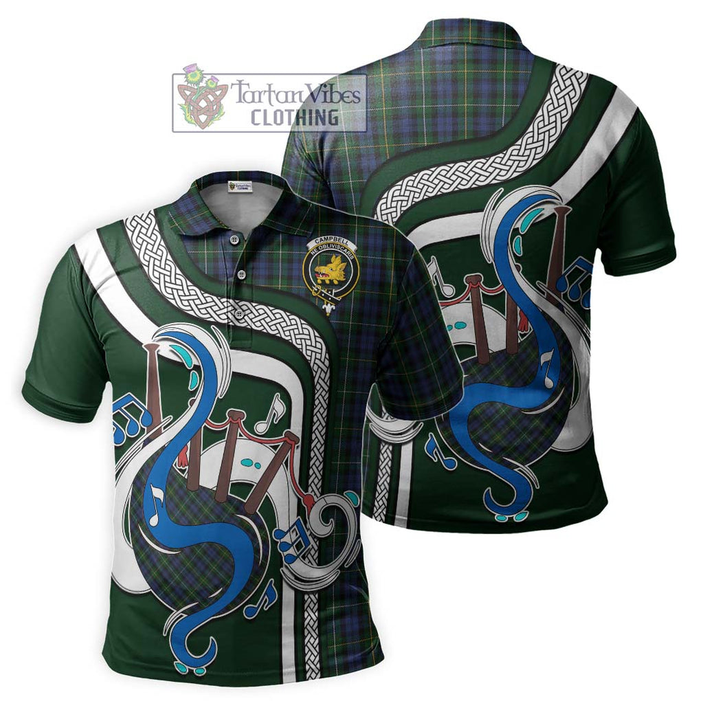 Tartan Vibes Clothing Campbell of Argyll 01 Tartan Polo Shirt with Epic Bagpipe Style