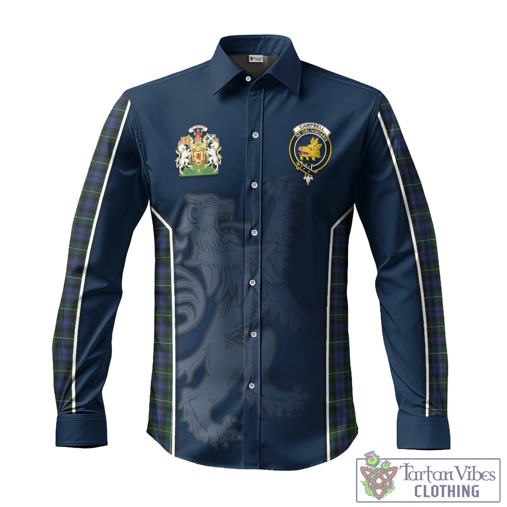Tartan Vibes Clothing Campbell of Argyll #01 Tartan Long Sleeve Button Up Shirt with Family Crest and Lion Rampant Vibes Sport Style