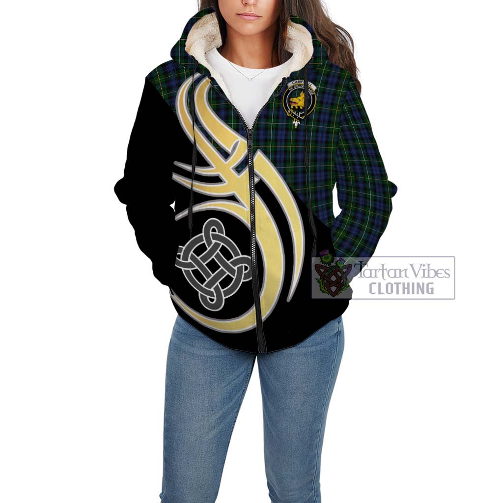 Campbell of Argyll 01 Tartan Sherpa Hoodie with Family Crest and Celtic Symbol Style Unisex - Tartan Vibes Clothing