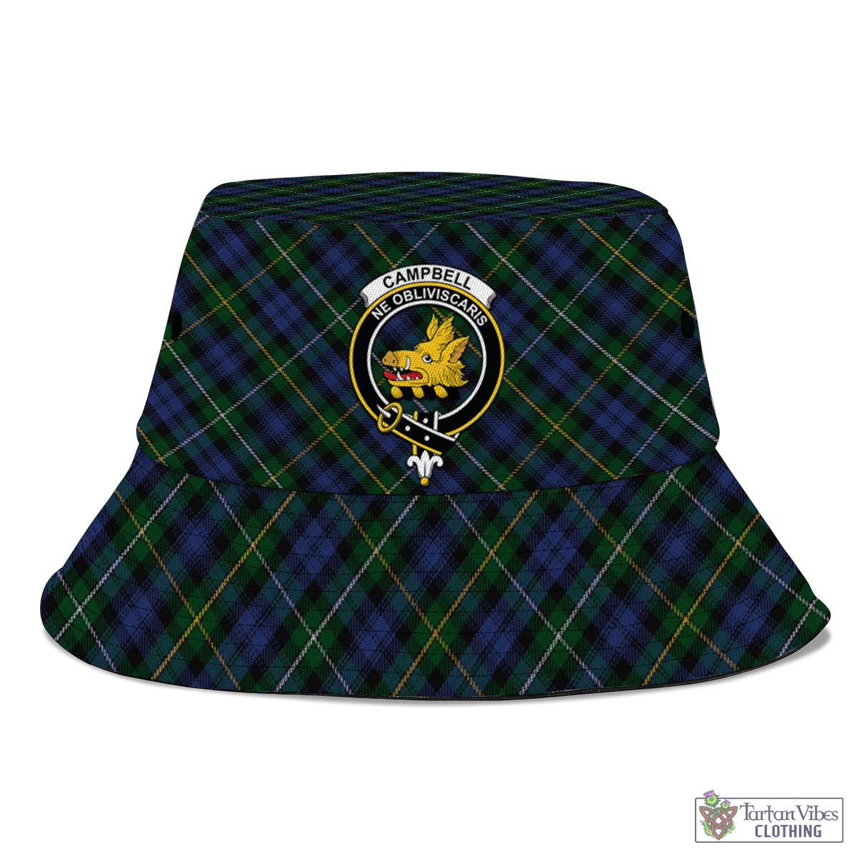 Tartan Vibes Clothing Campbell of Argyll #01 Tartan Bucket Hat with Family Crest