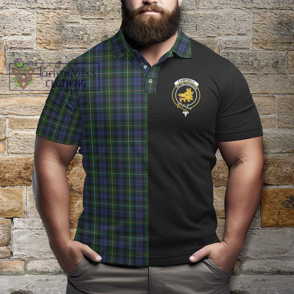 Campbell of Argyll 01 Tartan Polo Shirt with Family Crest and Half Of Me Style - Tartanvibesclothing Shop