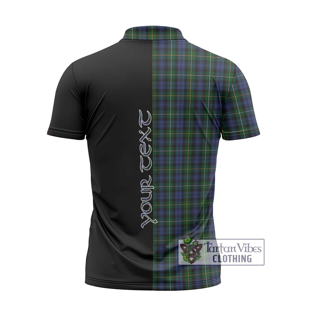 Campbell of Argyll 01 Tartan Zipper Polo Shirt with Family Crest and Half Of Me Style - Tartanvibesclothing Shop