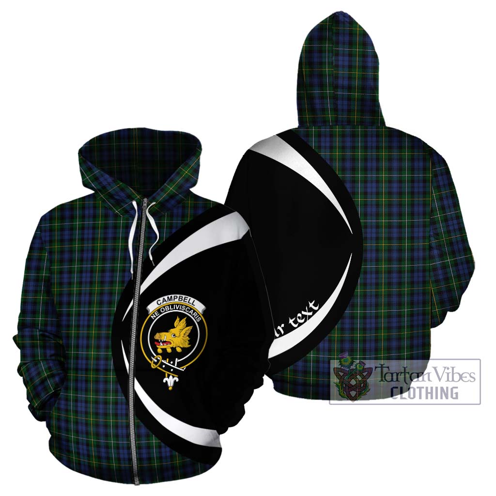 Tartan Vibes Clothing Campbell of Argyll 01 Tartan Hoodie with Family Crest Circle Style