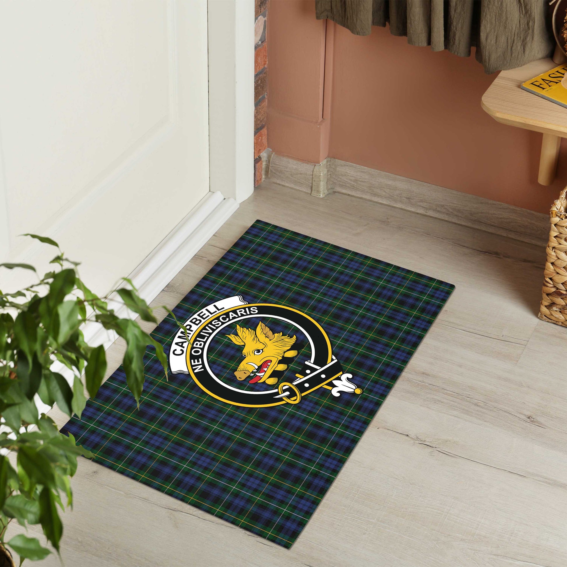 Campbell of Argyll #01 Tartan Door Mat with Family Crest - Tartanvibesclothing Shop