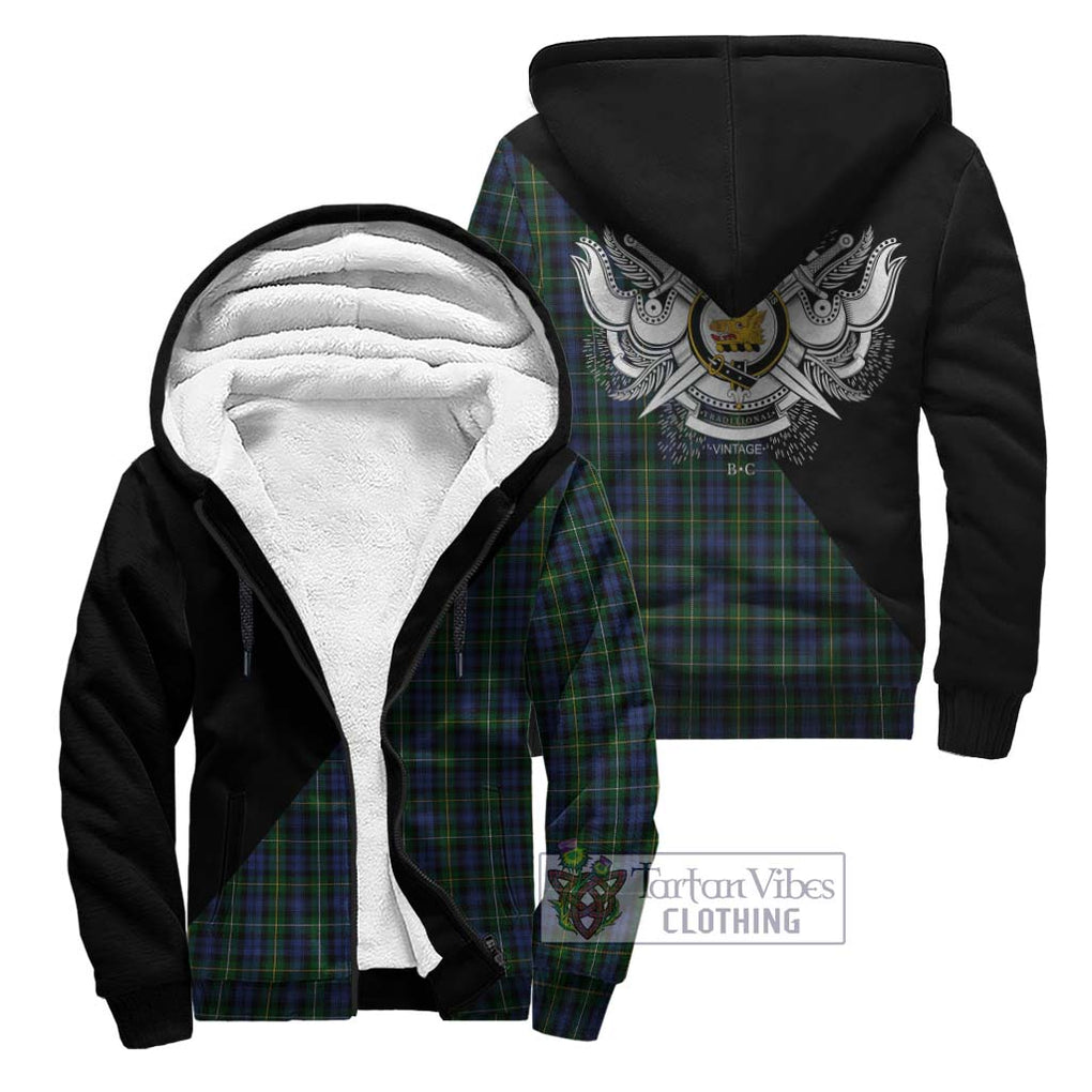 Campbell of Argyll 01 Tartan Sherpa Hoodie with Family Crest and Military Logo Style Unisex - Tartanvibesclothing Shop