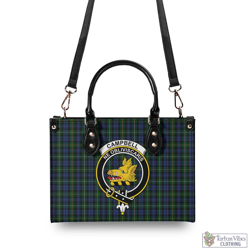 Tartan Vibes Clothing Campbell of Argyll #01 Tartan Luxury Leather Handbags with Family Crest