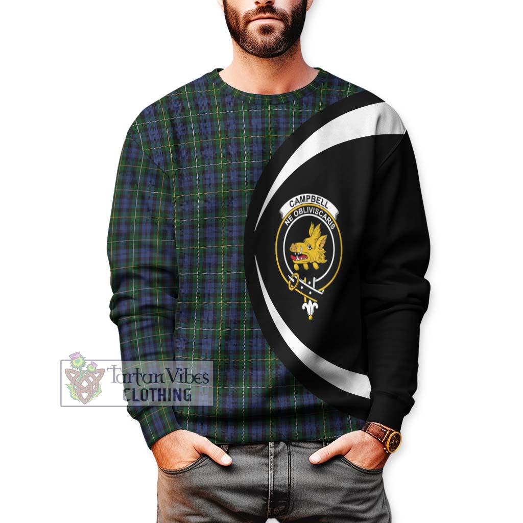 Campbell of Argyll 01 Tartan Sweatshirt with Family Crest Circle Style - Tartan Vibes Clothing