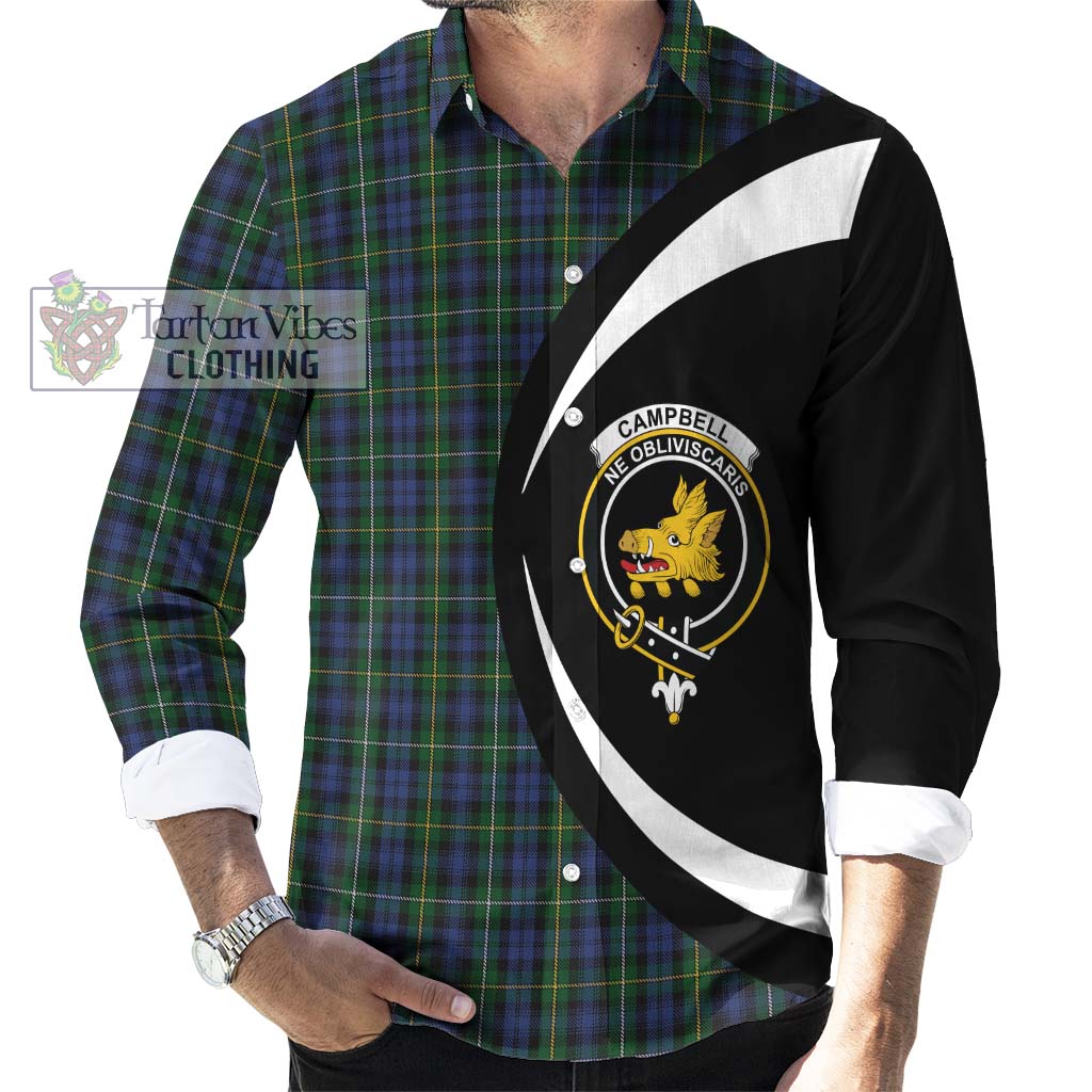 Campbell of Argyll 01 Tartan Long Sleeve Button Up with Family Crest Circle Style - Tartan Vibes Clothing