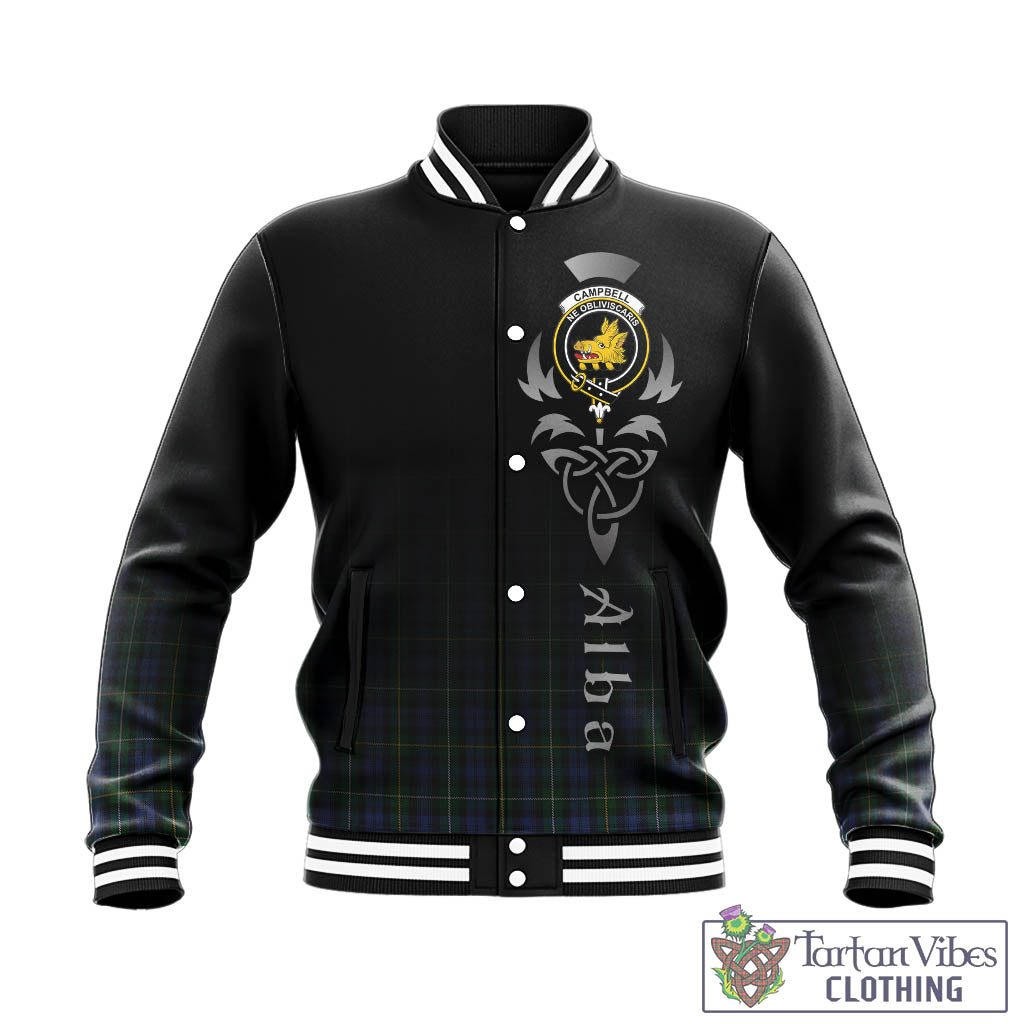 Tartan Vibes Clothing Campbell of Argyll #01 Tartan Baseball Jacket Featuring Alba Gu Brath Family Crest Celtic Inspired