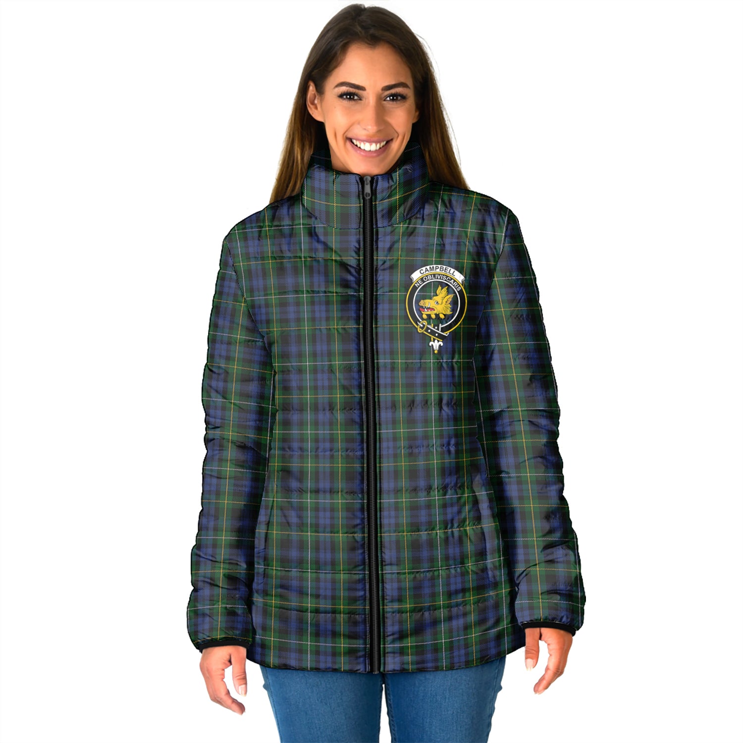 Campbell of Argyll #01 Tartan Padded Jacket with Family Crest - Tartanvibesclothing