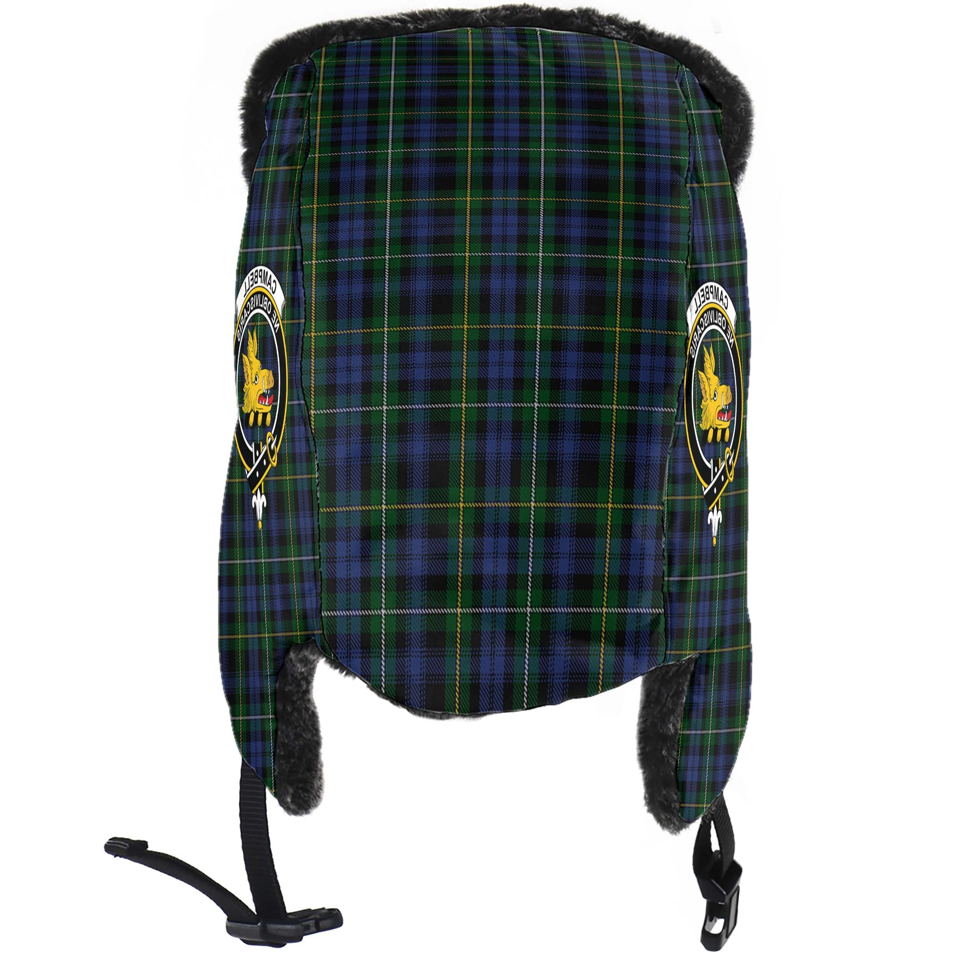 Campbell of Argyll #01 Tartan Winter Trapper Hat with Family Crest - Tartanvibesclothing Shop