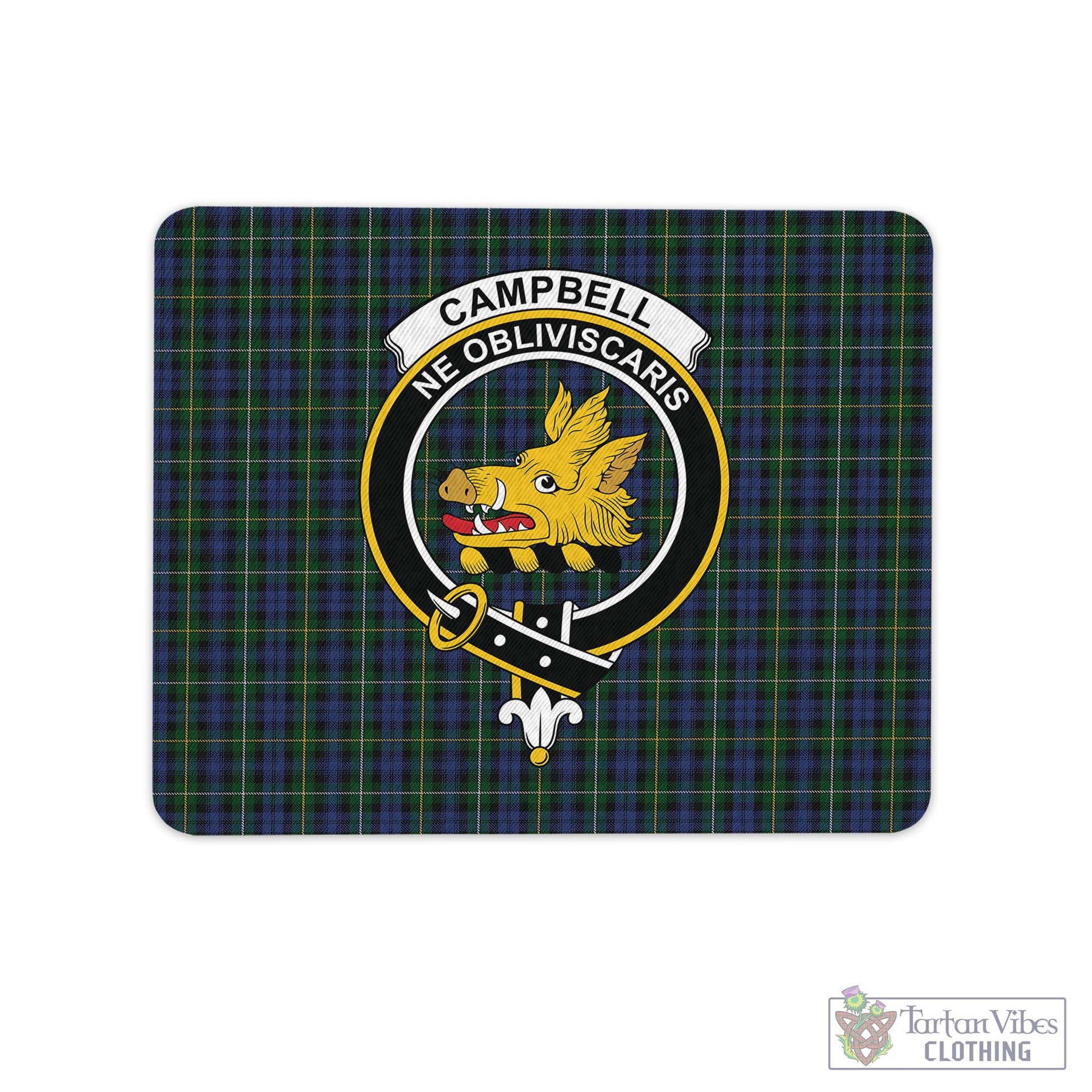 Tartan Vibes Clothing Campbell of Argyll #01 Tartan Mouse Pad with Family Crest