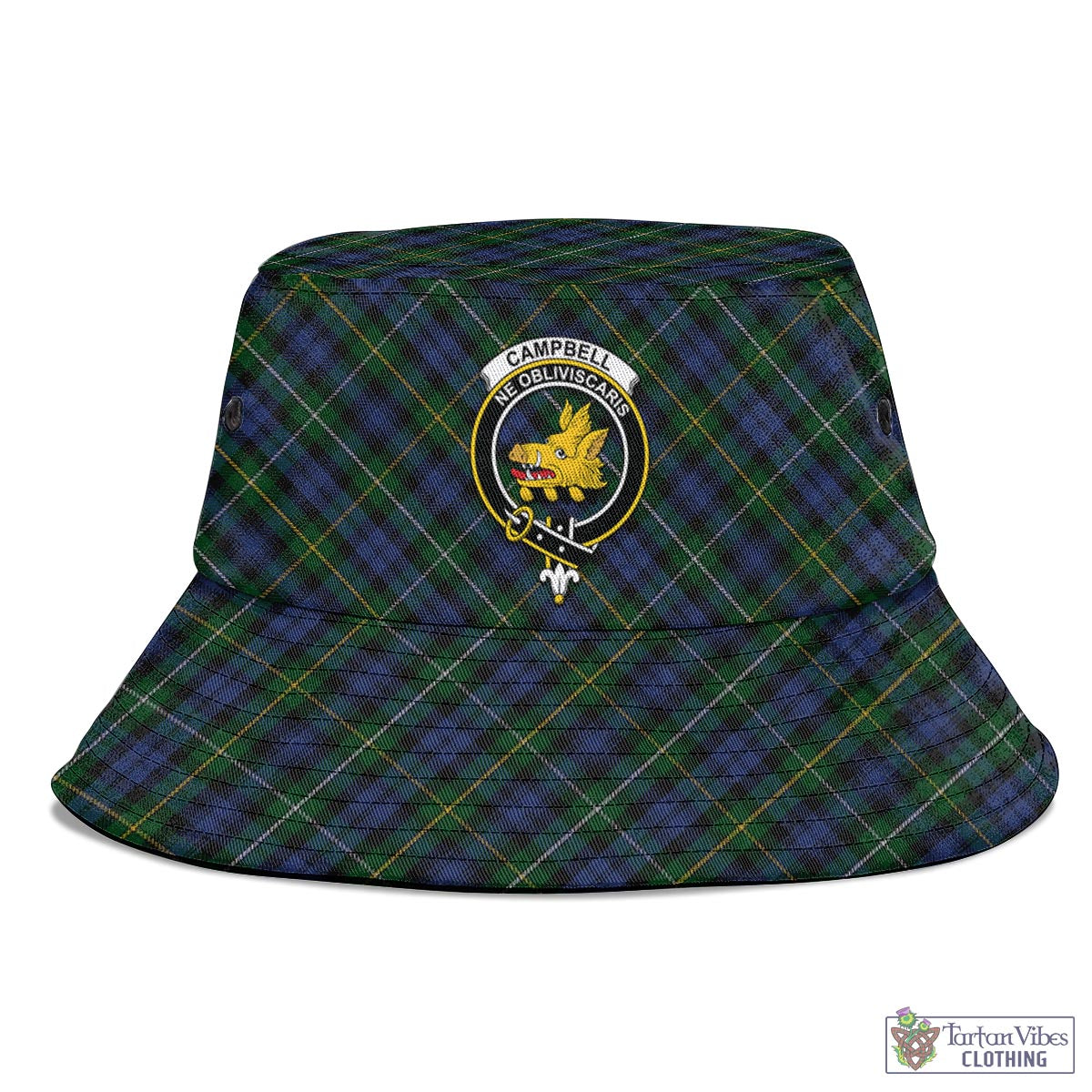 Tartan Vibes Clothing Campbell of Argyll #01 Tartan Bucket Hat with Family Crest