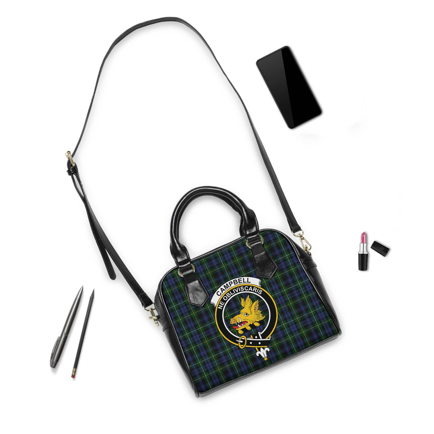 Campbell of Argyll #01 Tartan Shoulder Handbags with Family Crest - Tartanvibesclothing Shop