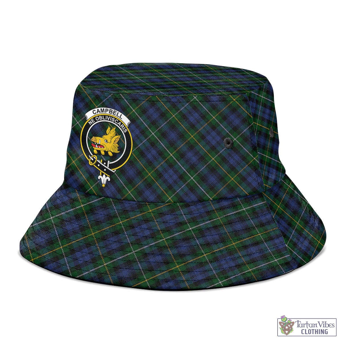 Tartan Vibes Clothing Campbell of Argyll #01 Tartan Bucket Hat with Family Crest