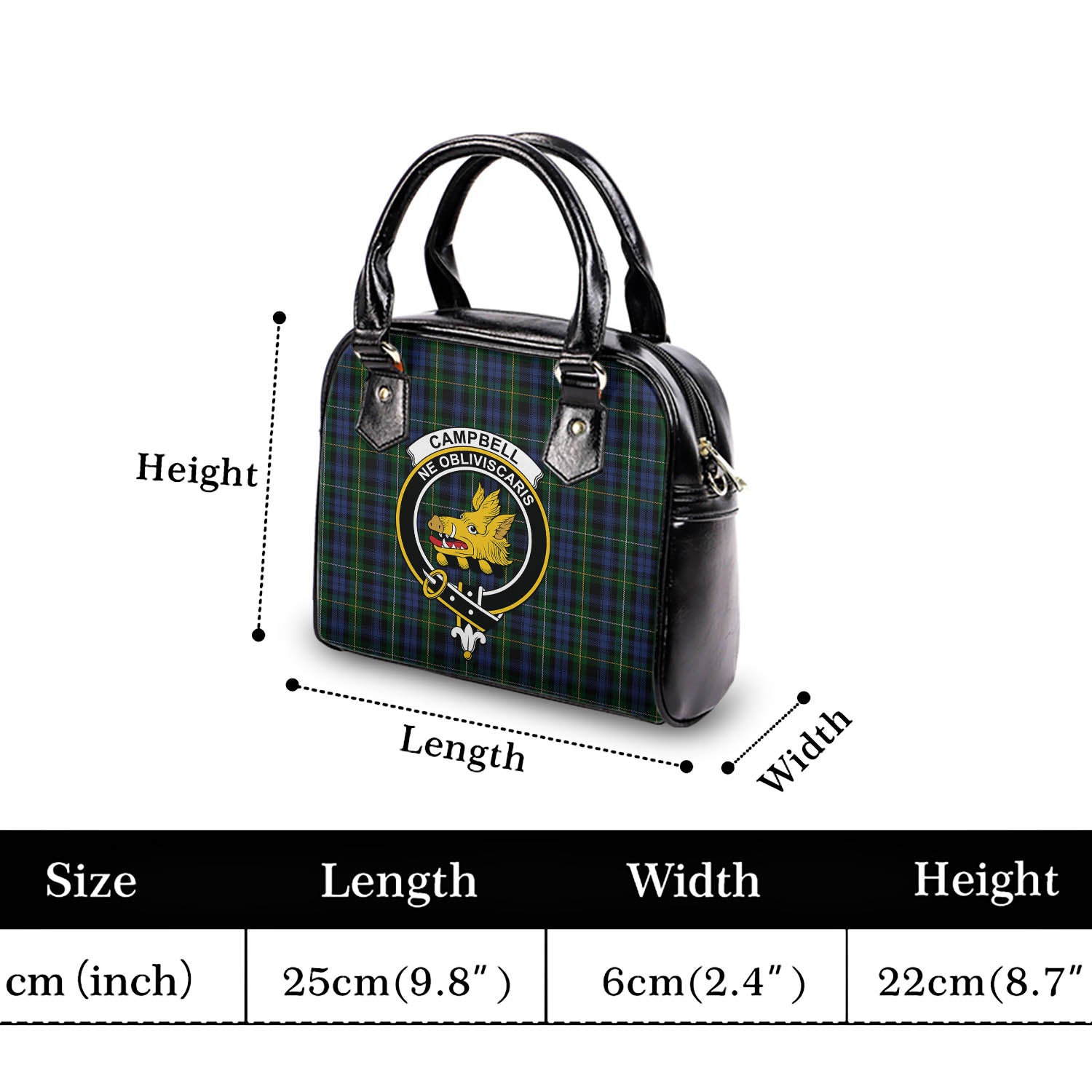 Campbell of Argyll #01 Tartan Shoulder Handbags with Family Crest - Tartanvibesclothing Shop