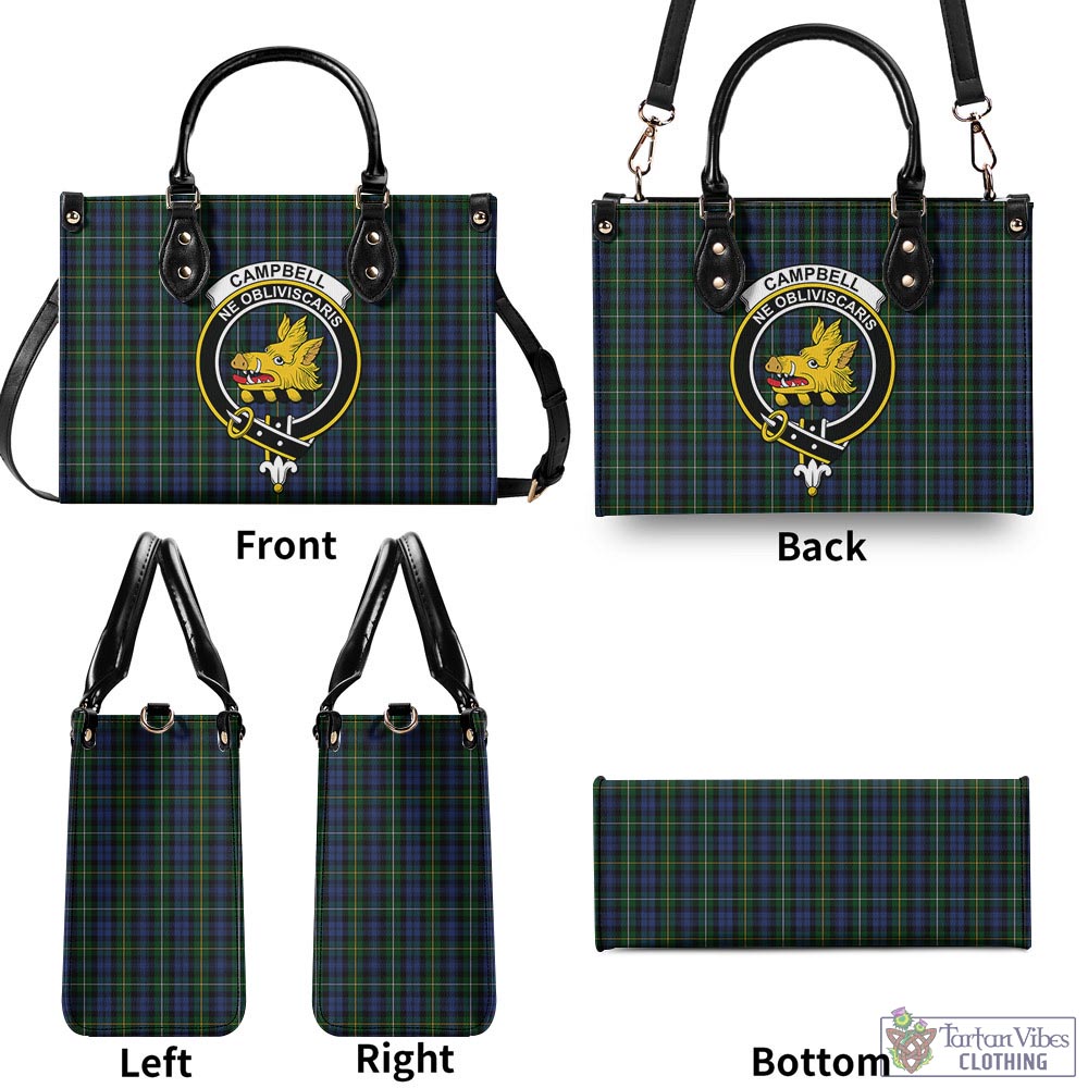 Tartan Vibes Clothing Campbell of Argyll #01 Tartan Luxury Leather Handbags with Family Crest